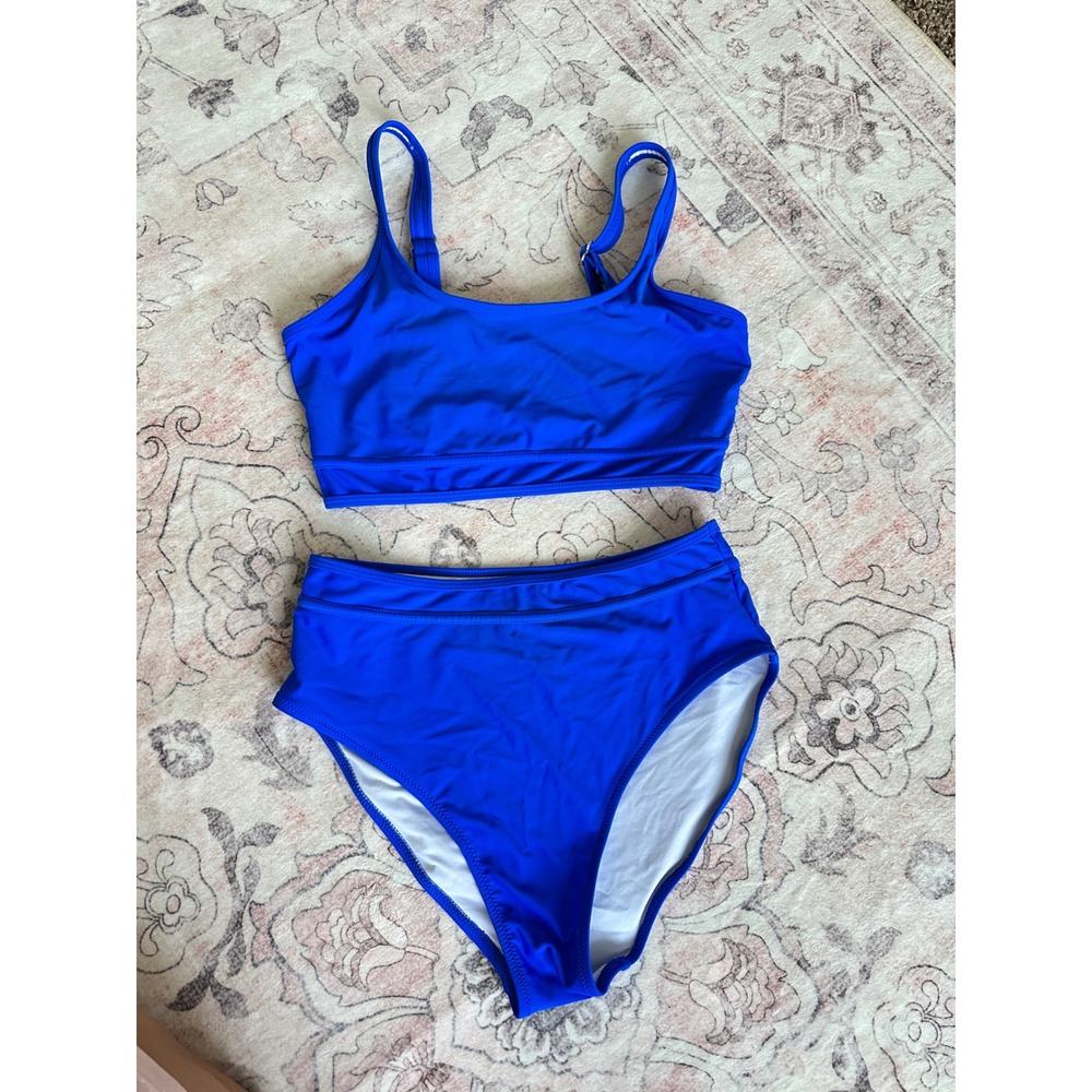 Boutique Royal Blue High Waisted Two Piece Bikini Set Medium Adjustable Straps